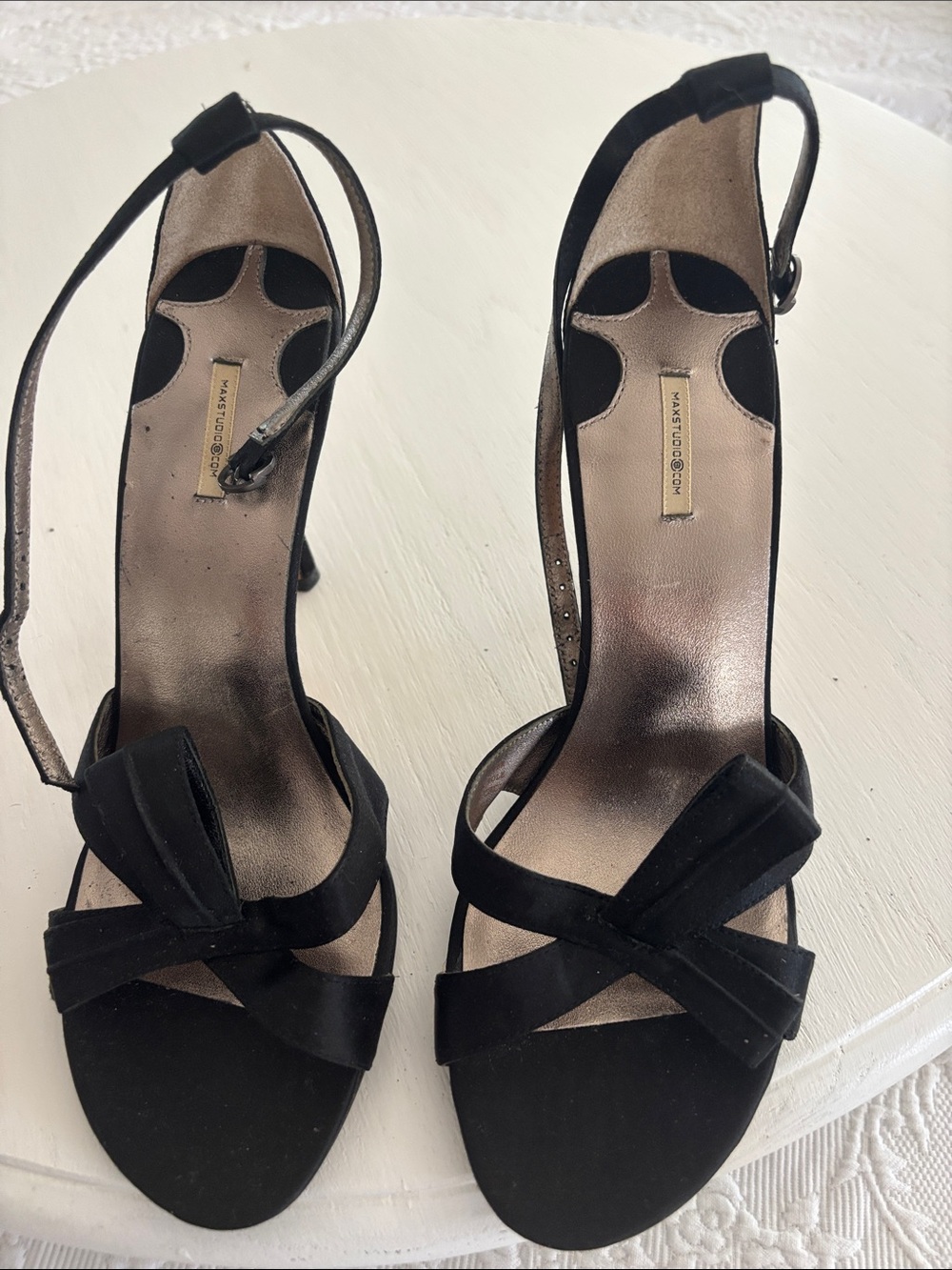 Women's Black Bow-Strap Evening Heels